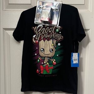 Marvel Funko Pop Black Groot boys Holiday T-Shirt